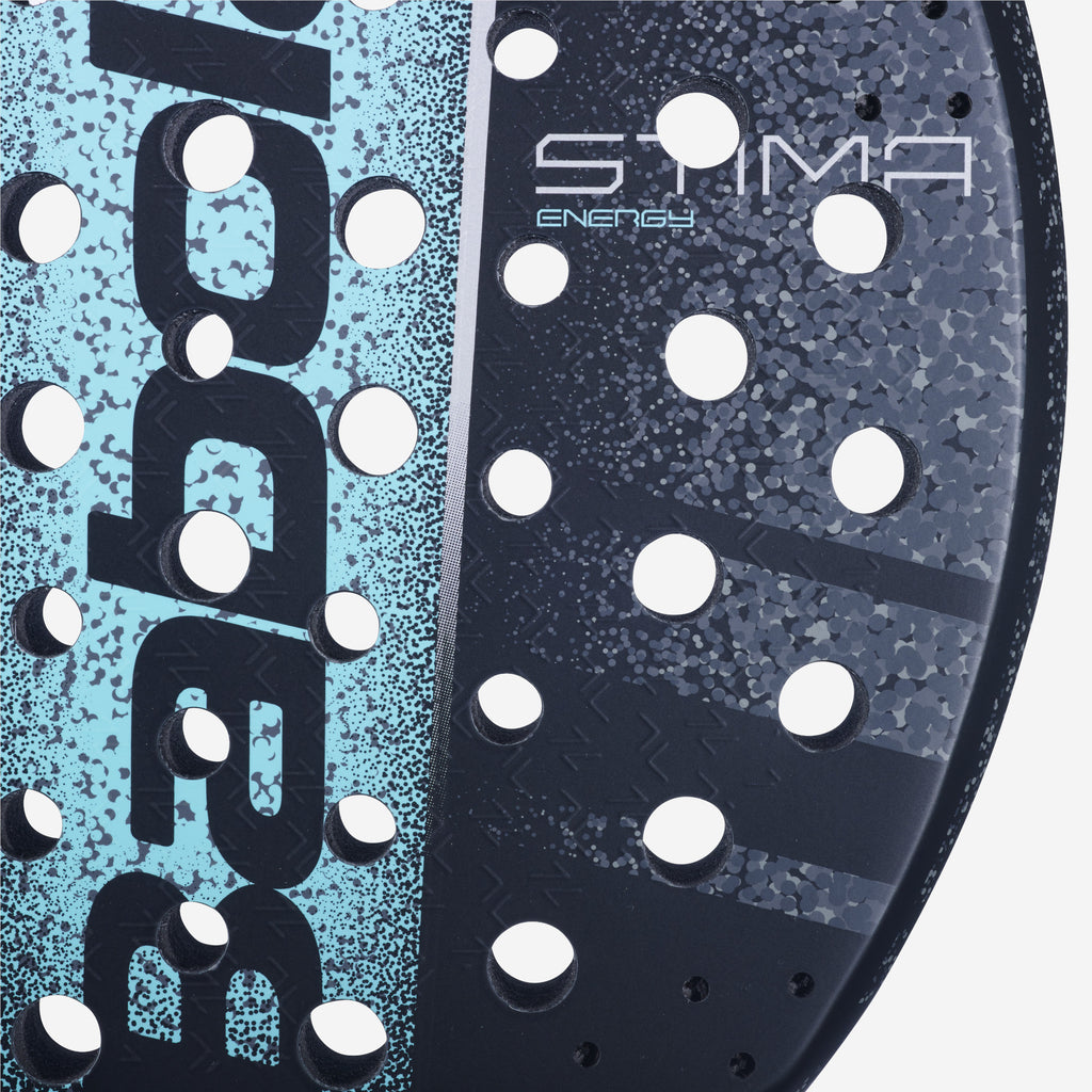 Babolat Stima Energy padel racket — forgiving round-shape for intermediate players. 335g, Carbon Flex, EVA core