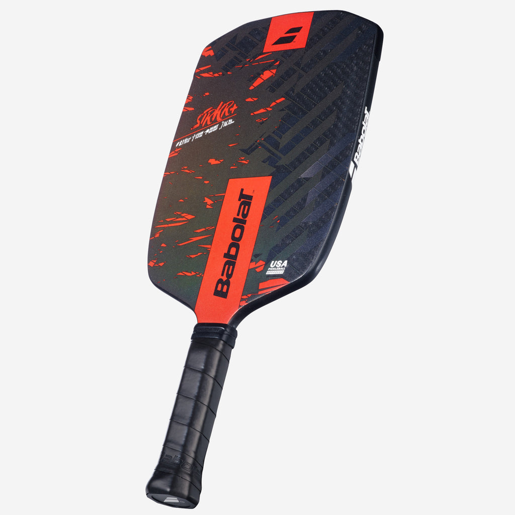 Babolat STRKR+ pickleball paddle — tournament-grade. Textured carbon face, polypropylene core. Power and spin