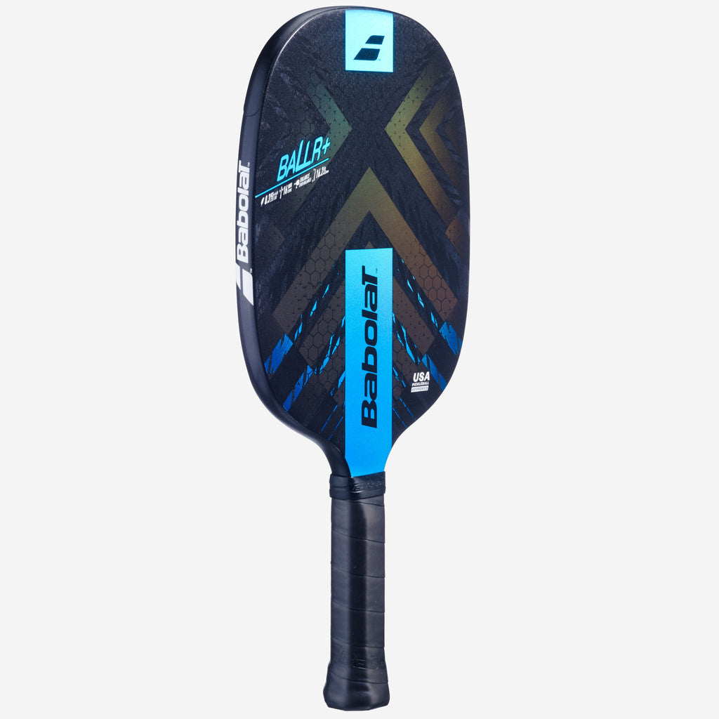 Babolat BALLR+ pickleball paddle — all-round. RPM Max Grit carbon surface, 16mm core, 5.5" handle for two-handed backhand