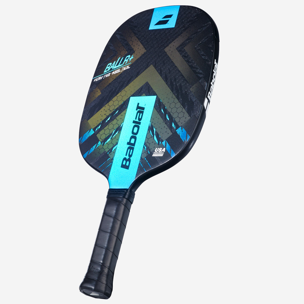 Babolat BALLR+ pickleball paddle — all-round. RPM Max Grit carbon surface, 16mm core, 5.5" handle for two-handed backhand