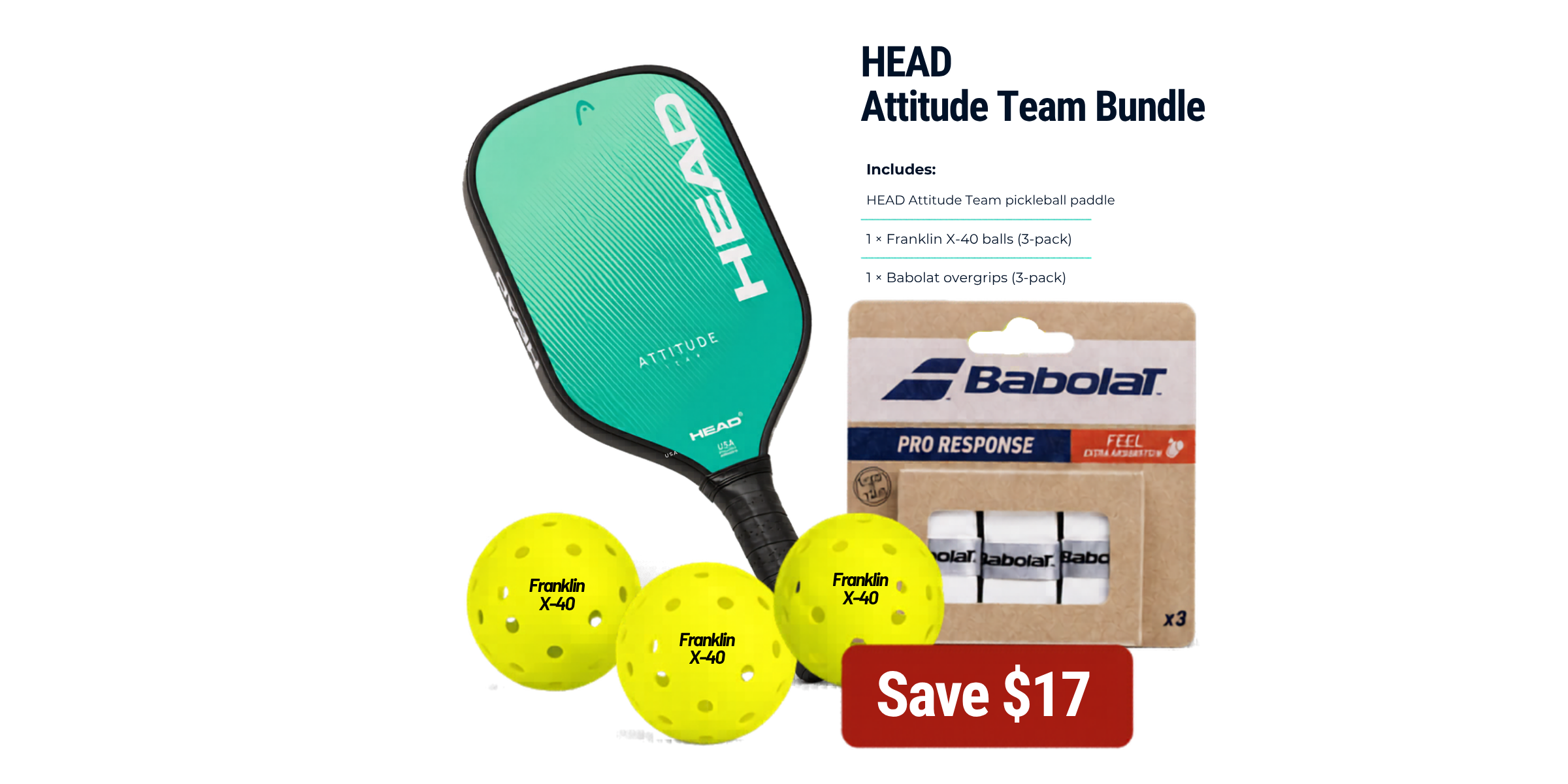 HEAD Attitude Team Pickleball bundle — A complete kit. Save $17