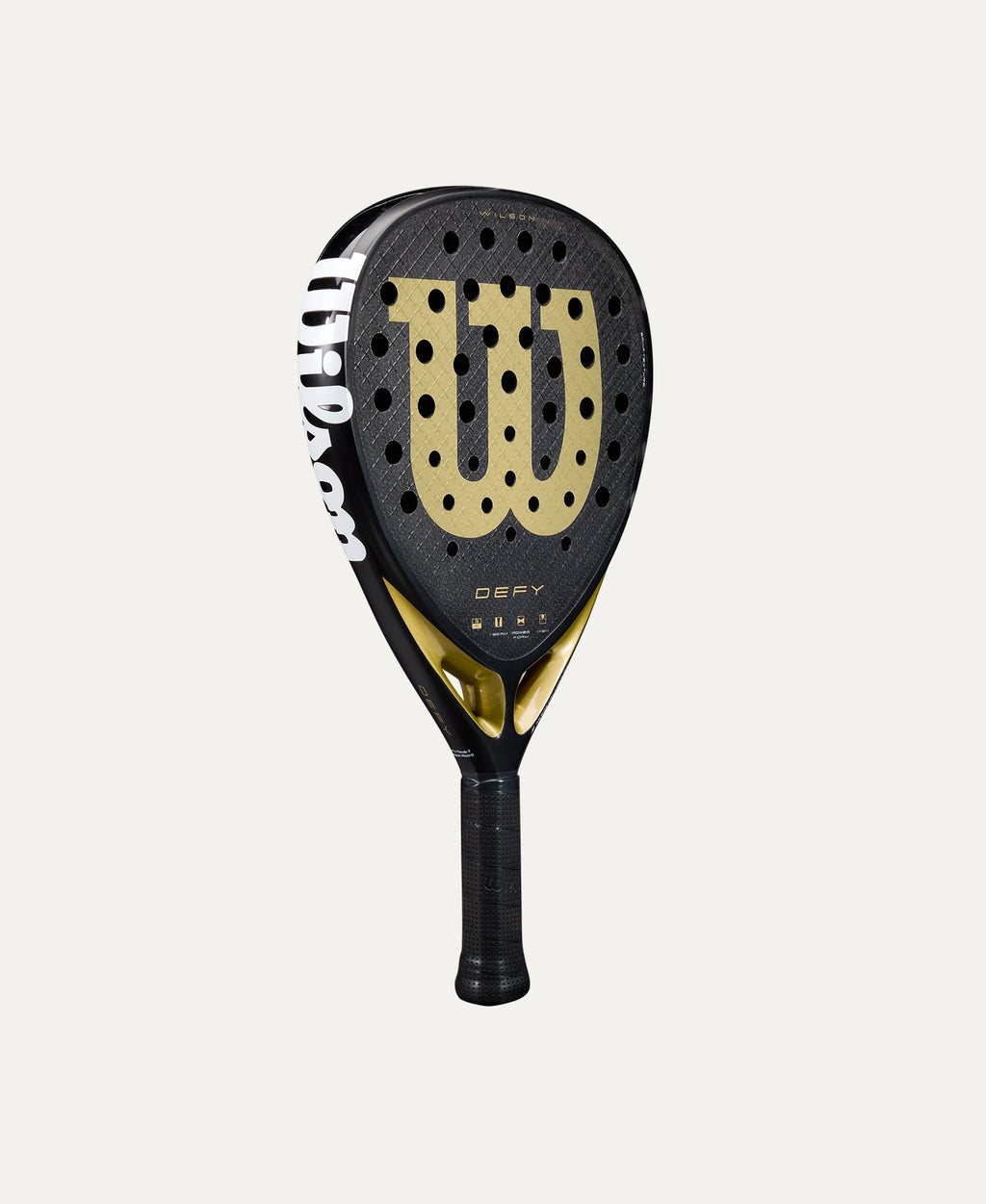 Wilson Defy V1 padel racket — diamond-shape. 3K carbon face, Power Foam core, balanced power. Intermediate to advanced