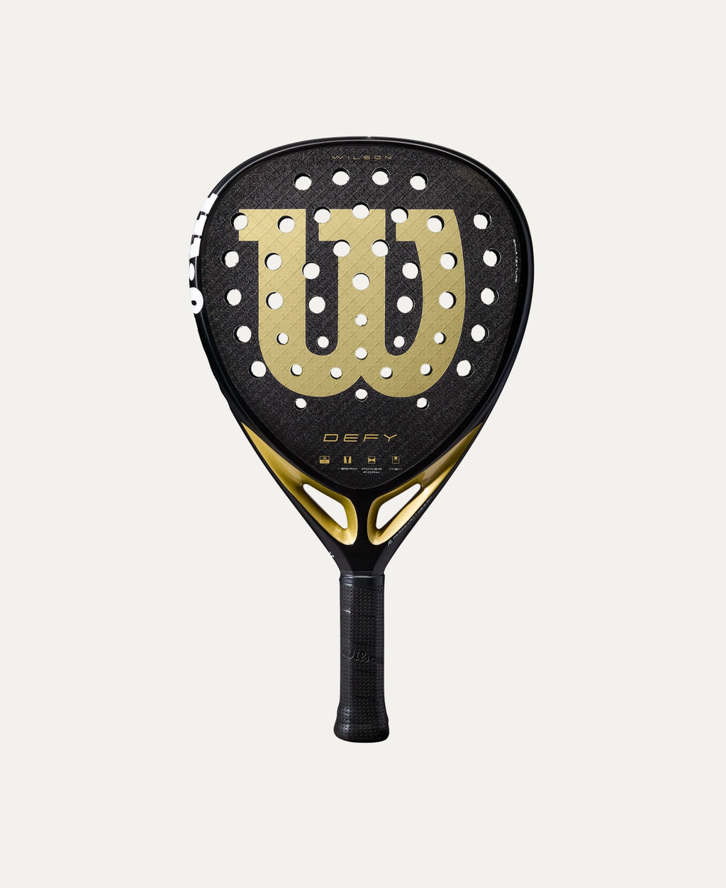 Wilson Defy V1 padel racket — diamond-shape. 3K carbon face, Power Foam core, balanced power. Intermediate to advanced