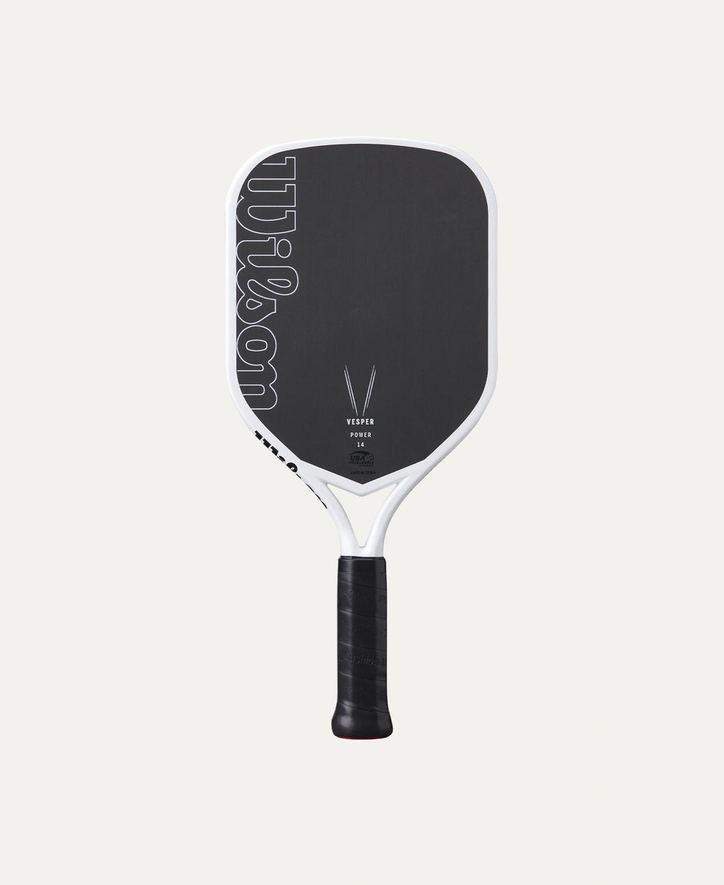 Wilson Vesper Power 14 pickleball paddle — flagship power. 14mm core, elongated shape, raw hybrid face. Advanced attackers