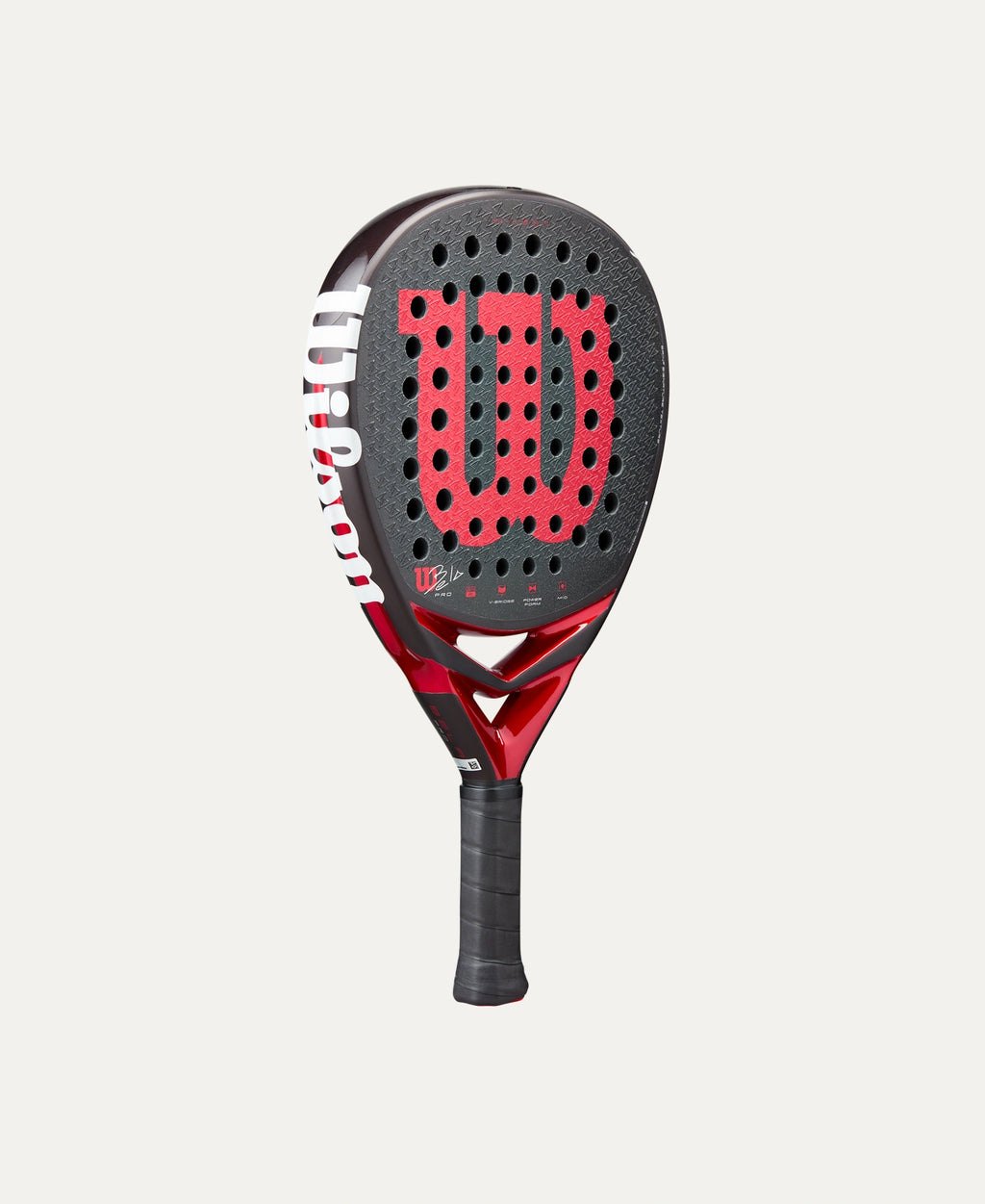 Wilson Bela Pro V3 padel racket — Pro Belasteguín. 24K carbon, Power Foam, teardrop shape. Advanced players