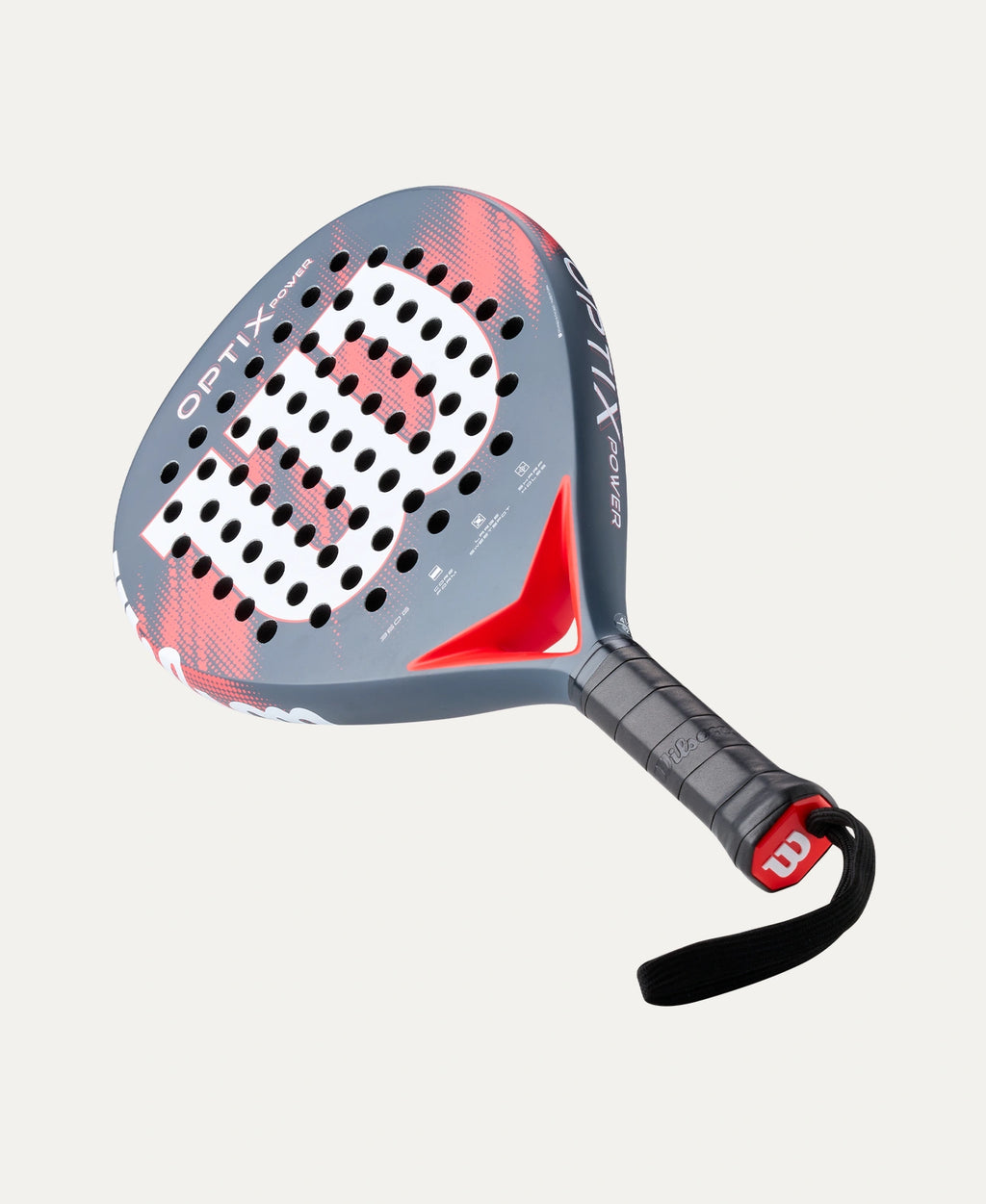Wilson Optix V2 Power padel racket — easy-handling teardrop. Large sweet spot, fibreglass face, foam-EVA core. Beginner to intermediate