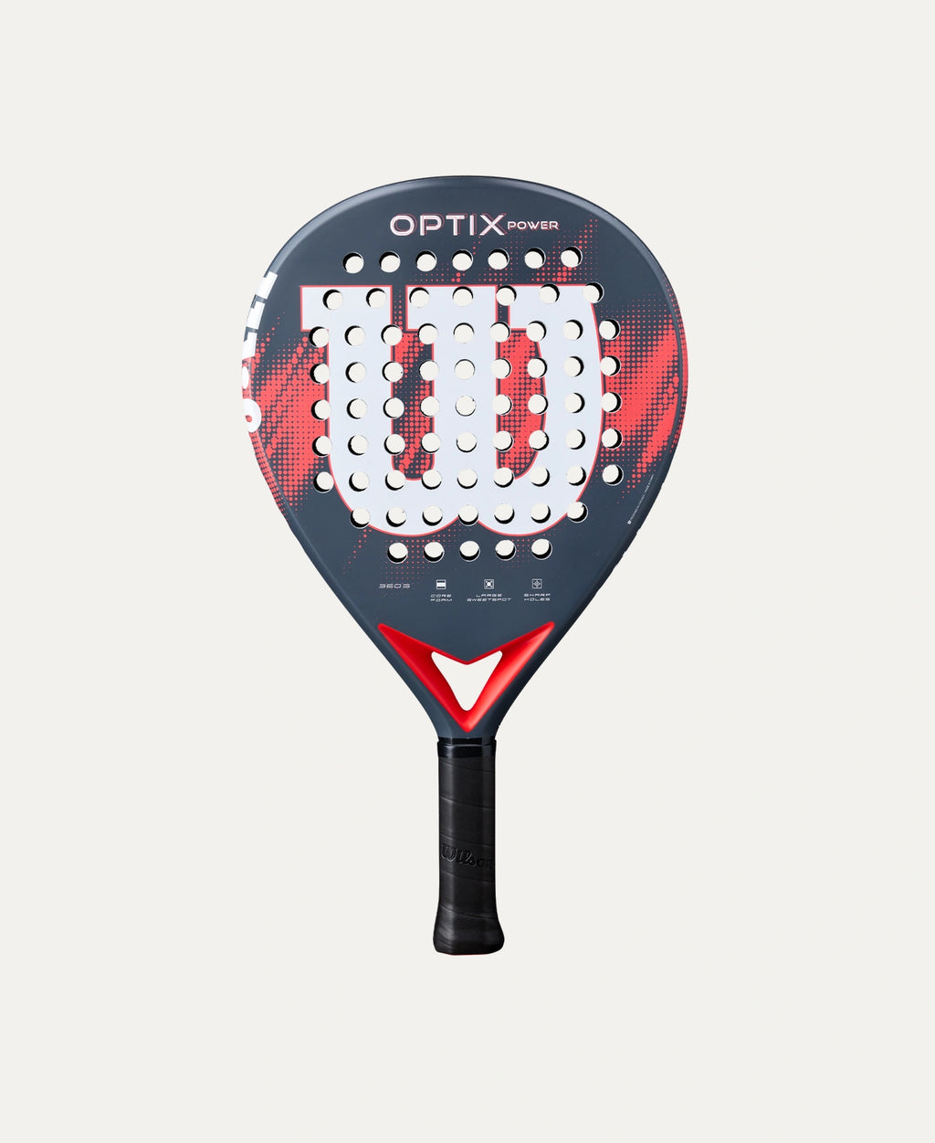 Wilson Optix V2 Power padel racket — easy-handling teardrop. Large sweet spot, fibreglass face, foam-EVA core. Beginner to intermediate