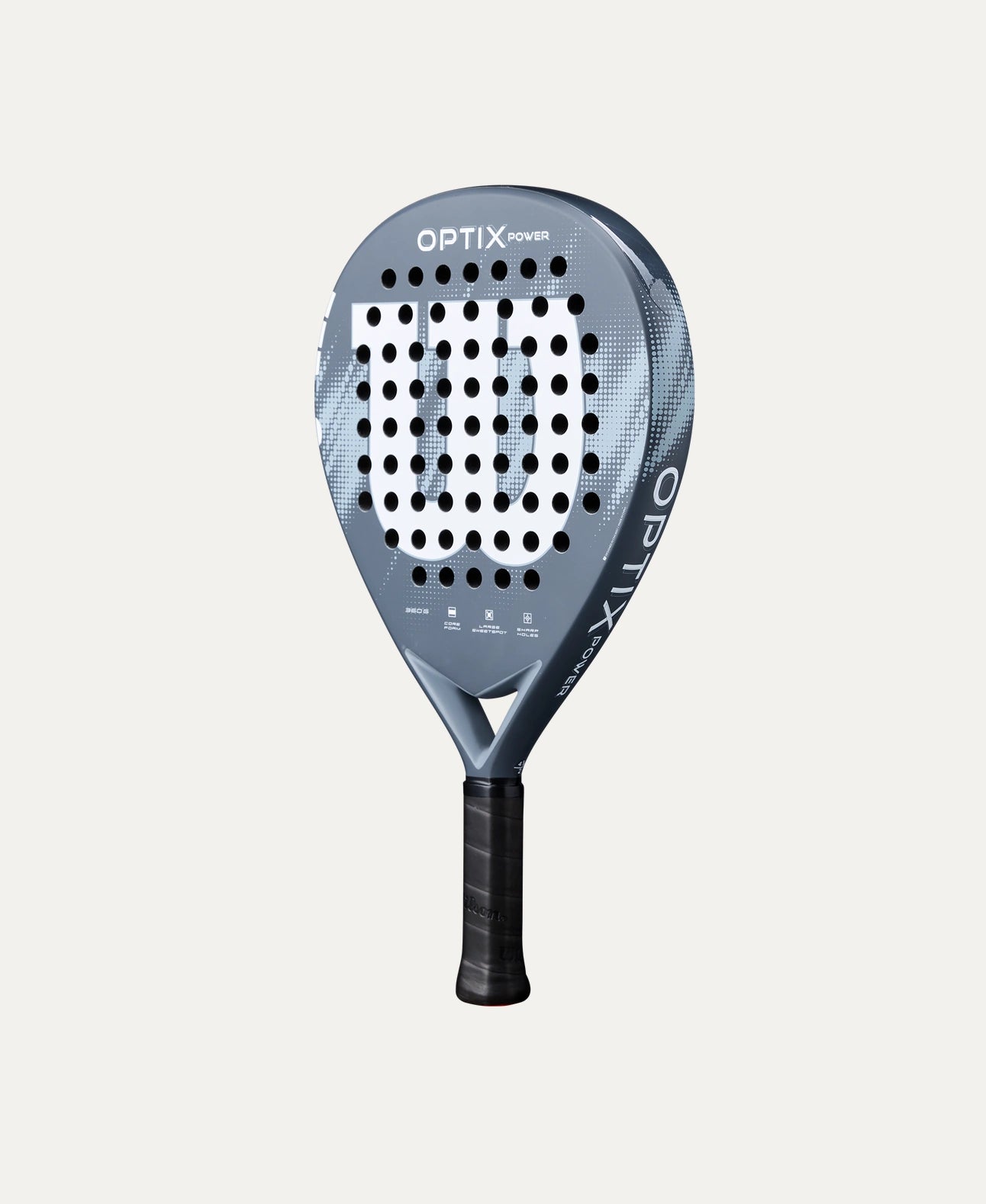 Wilson Optix V2 Power padel racket — easy-handling teardrop. Large sweet spot, fibreglass face, foam-EVA core. Beginner to intermediate