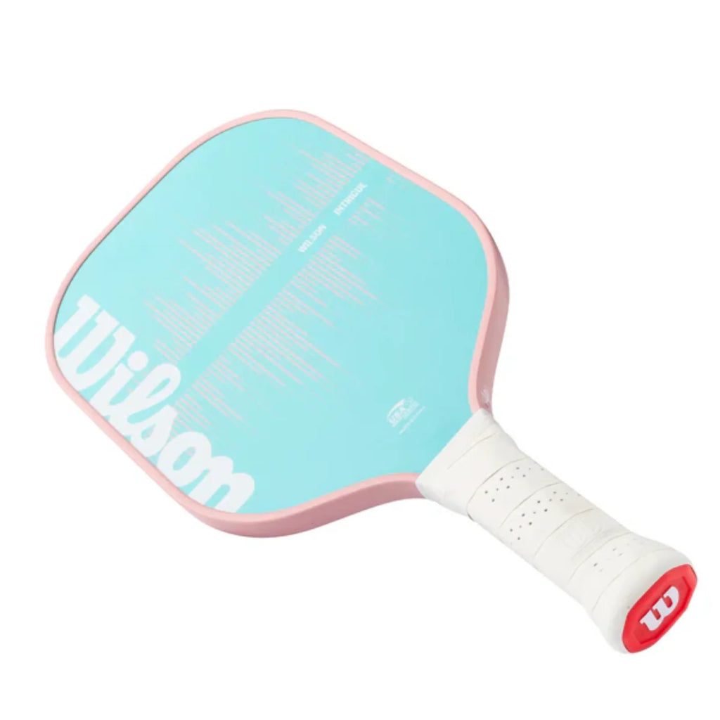 Wilson Intrigue pickleball paddle — beginner-friendly. Polypropylene honeycomb core, fibreglass face, forgiving sweet spot
